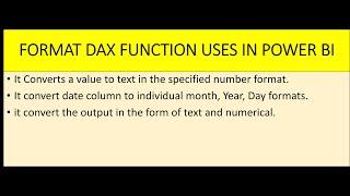 FORMAT DAX FUNCTION USE IN POWER BI. HOW TO EXTRACT MONTH NAME AND DAYS NAME .#format #dax