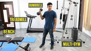 HOME GYM UNDER ₹60,000/- || Best Treadmill, Bench, Dumbbells, Setup in India