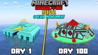 I Survived 100 Days On ILLEGAL Ocean Monument in Minecraft Hardcore