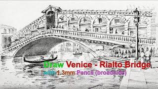 Drawing VENICE #RIALTO Bridge , Gondola Boat #DrawVenice #DrawRialto #GibPal