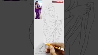 Saree draw #shorts#viral#youtubeshorts#trendingshortvideo#youtube#ytshorts#drawing#art#draw#painting