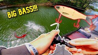 GIANT Bass Ate My Glide Bait At The Boat!!