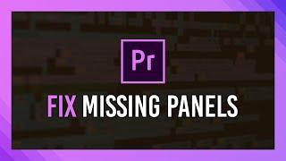 Fix Missing Panels | Adobe Premiere Pro 2024