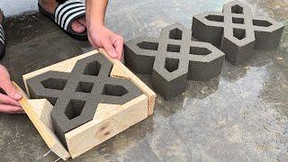 Great Skills in Casting Beautiful Decorative Brick Wall Models Combining Wood and Cement Molds