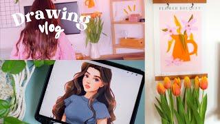 Draw with me VLOG | Procreate, Cinnabons & a Burnt Head