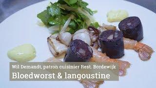 Bloedworst, langoustine & inktvis