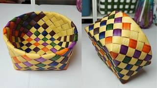 HOW TO CRAFT COLORFUL BASKET WITH RATTAN