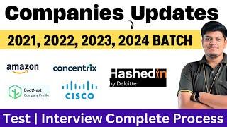 Amazon, BootNext, Cisco, Concentrix, Hashedin by Deloitte Exam/Interview Updates | 2024, 2023-21