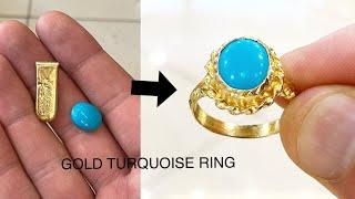 Making a Feroza (Turquoise) Stone Gold Ring | Jewelry Making | How it's made | 4K Video