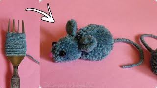 DIY Easy pom pom mouse || woolen craft rat or mouse