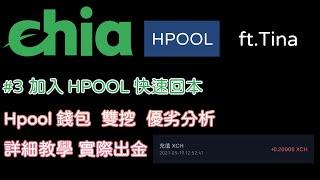 【Chia奇亞03】Hpool礦池 快速回本｜雙挖優劣分析｜礦池教學｜實際出金 ft.Tina