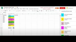 Google Sheet -  Dropdown binding with cells and selected Item color change