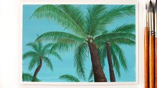 Palm Trees Painting with Gouache