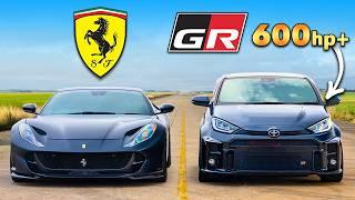 【ドラッグレース！】600馬力 トヨタ GRヤリス vs フェラーリ 812 スーパーファスト