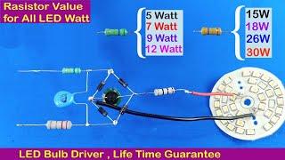 Smple Powerful LED Bulb Driver Circuit for Life Time // How to Make LED Bulb Driver At Home, LED RC