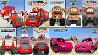 MONSTER MACK TRUCK VS MACK TRUCK VS TOW MATER VS MCQUEEN IN TEARDOWN VS BEAMNG-WHICH IS BEST ?