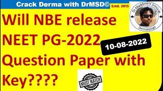 NEET PG 2022 Counselling Postponed| NBE release Answer Key & Quest Paper| Latest PG News Update |