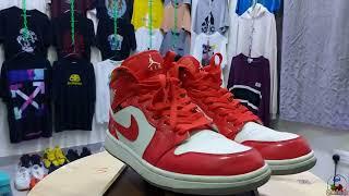Air Jordan 1 Mid Red Patent Second Hand Shoes Facebook Live Selling from Riyadh Thrift Closet