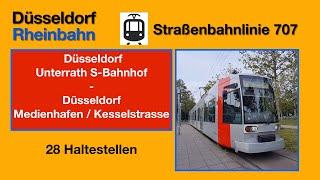 Düsseldorf Strassenbahnlinie 707 / Unterrath S-Bahnhof - Medienhafen/Kesselstr. / 28 Haltestellen