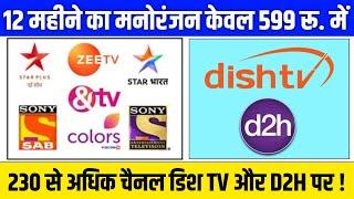 12 महीने का मनोरंजन केवल 599 रू. में | 230 से अधिक चैनल डिश टीवी और D2h पर | 599 Plan For 12 Months