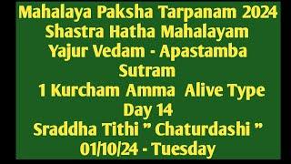 Malaya Paksham 24 Yajur Vedam Apastamba Sutram 1 Kurcham Amma Alive Day 14 Chaturdashi 01/10/24 Tue