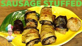 Delicious Sicilian Style Sausage Stuffed Aubergine Rolls Recipe