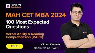 MAHCET 2024 | 100 Most Expected MAHCET Questions | Verbal Ability & Reading Comprehension | Part 1