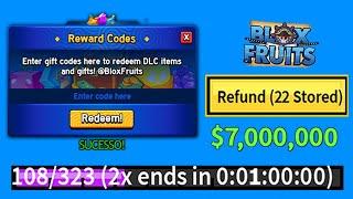 NOVO CÓDIGO DE 1 HORAS EXP + 25 CÓDIGOS DE 2X XP BELI E RESET NO BLOX FRUITS 2024 - blox fruit codes