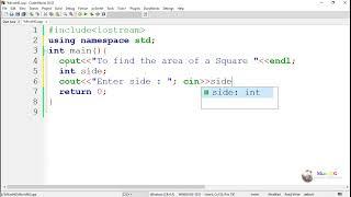 C++ program to find the area of a square