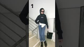 1 jeans 3 looks hijab outfit #shorts