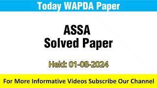 NTDC ASSA (Assistant Sub Station Attendant) Solved Paper 2024 by NTS || 01-08-2024