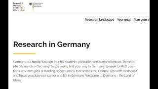 Planning PhD/Postdoc research in Germany