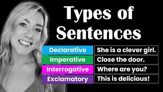 The 4 Types of Sentences with QUIZ | Declarative, Imperative, Interrogative & Exclamatory Sentences