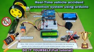 Real Time Alcohol or smoke detection with accident prevention system using Arduino || Best project