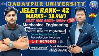 JELET 2024 Exam Rank 42 | Jadavpur University  Department ME | Aman Debnath Online Regular Student