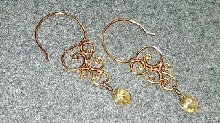 Wire earring vintage style with crystal - Handmade Jewelry Ideas 174