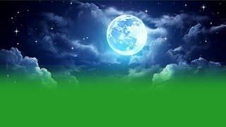 Night moon sky green screen background video | Green screen night sky moon