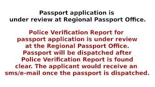 Police Verification Report | Passport Application is Under Review at Regional Passport Office