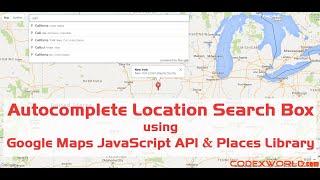 Autocomplete Places Search Box using Google Maps JavaScript API