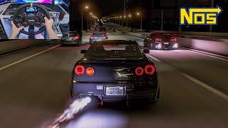 2000HP Nissan GT-R R34 with NOS & GT-R R33 & GT-R R35 Street Racing! - Assetto Corsa | Moza R9 + VR