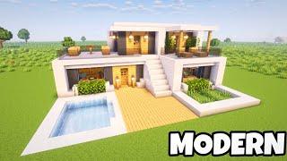 Minecraft: How to make Simple Modern House with Pool