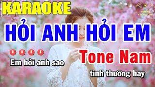 Karaoke Hỏi Anh Hỏi Em Tone Nam Nhạc Sống | Trọng Hiếu