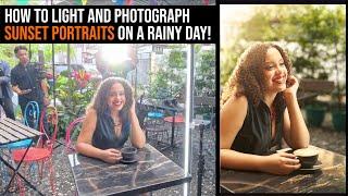 How to Light and Photograph Sunset Portraits on a RAINY Day using Continuous Lights!