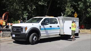 Custom Municipal Utility Water Works Truck At Work