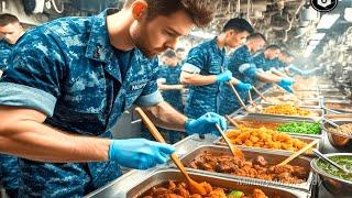 Life Inside US $13B Nuclear Aircraft Carrier. Inside Kitchen and Bathrooms