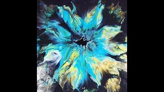 (488) Beautiful Bright Blue-Green Bloom Blowout on Canvas Using Easy 2-Ingredient Bloom Recipe!