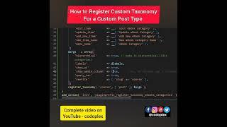 How to Register Custom Taxonomy For a Custom Post Type? WordPress Tutorial