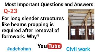 Beams propping, Removal of formwork, Questions and Answers, Concrete Structures, Q&A,