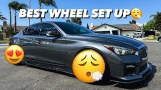 THROWING ON MY DREAM WHEELS BACK ON MY Q50!!!