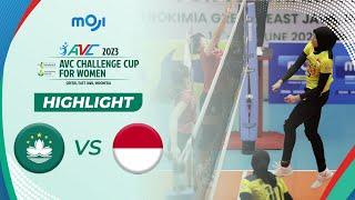 Highlight AVC Challenge Cup for Women 2023 -  Macao, China vs Indonesia 0 - 3 | Moji